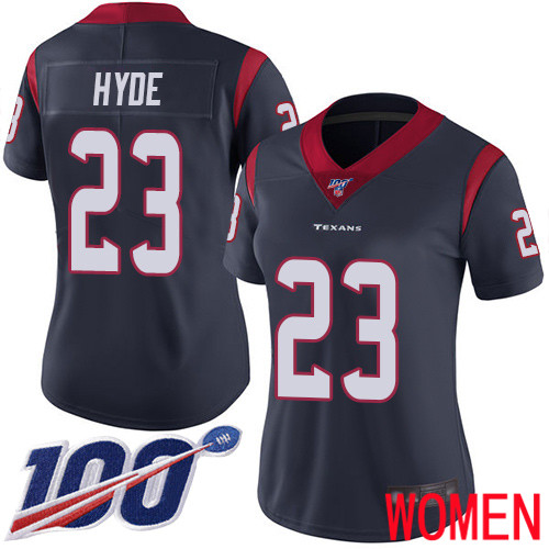 Houston Texans Limited Navy Blue Women Carlos Hyde Home Jersey NFL Football #23 100th Season Vapor Untouchable